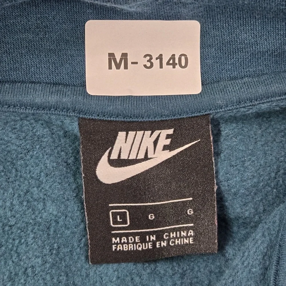 Nike Women Sweatshirt L Teal‎ Crop Swoosh Embroidery 14 Zip Pullover Activewear
